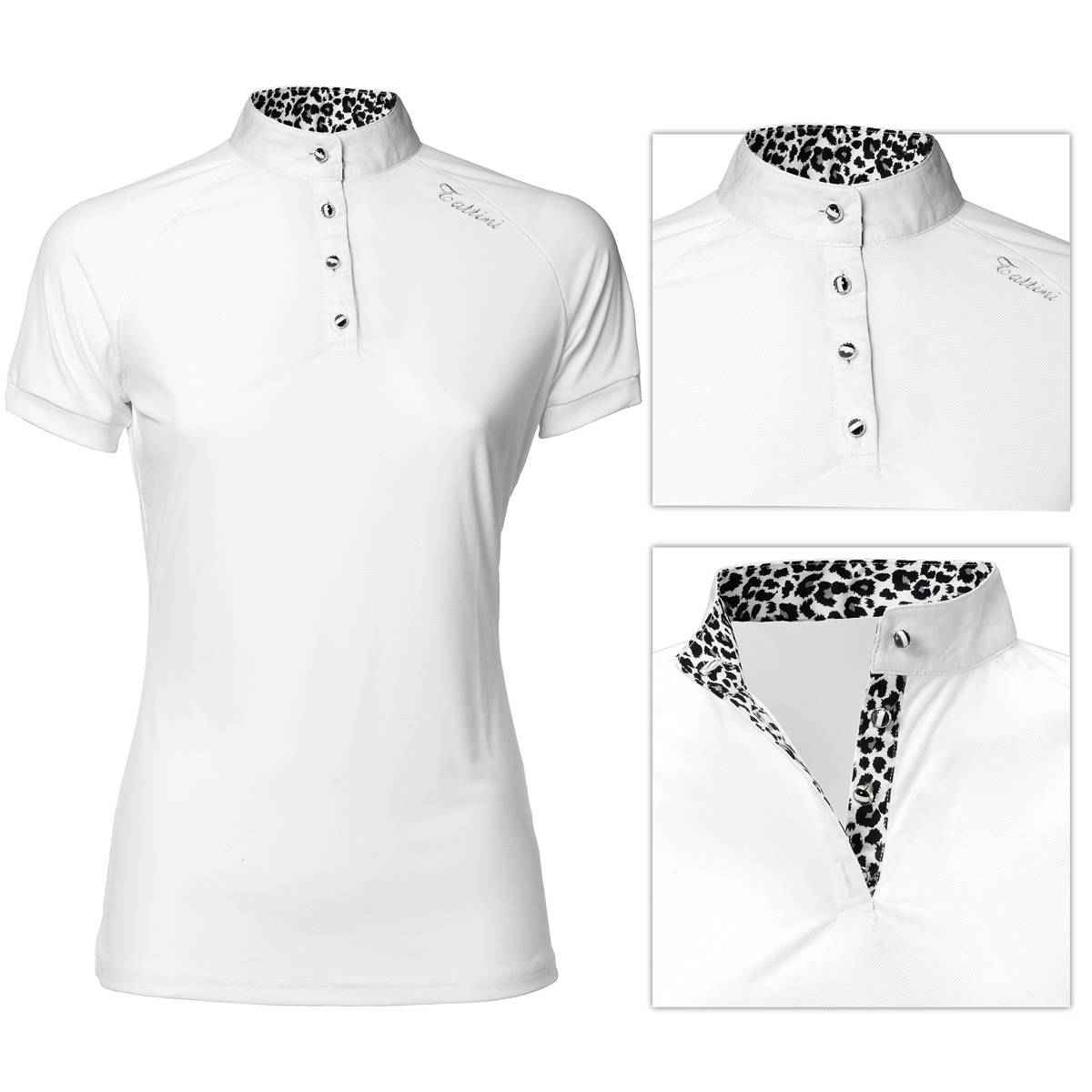 Koszulka damska konkursowa z kołnierzem ozdobionym w motyw zwierzęcy Tattini